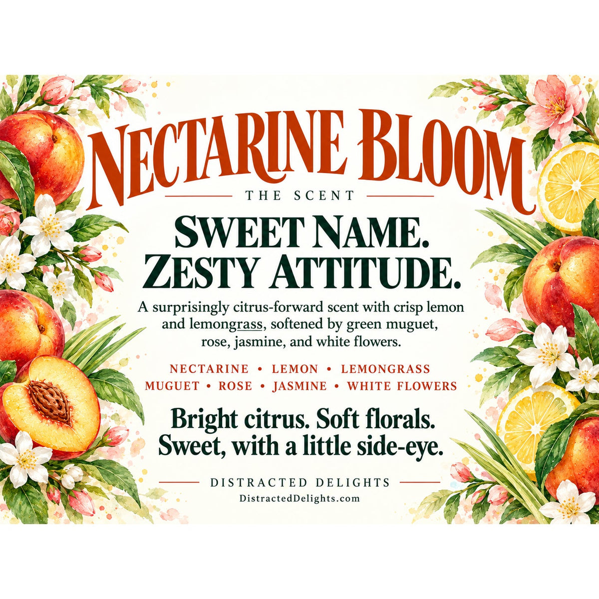 Nectarine Bloom Home Fragrance Oil, Citrus Floral Scent, 1 oz Dropper