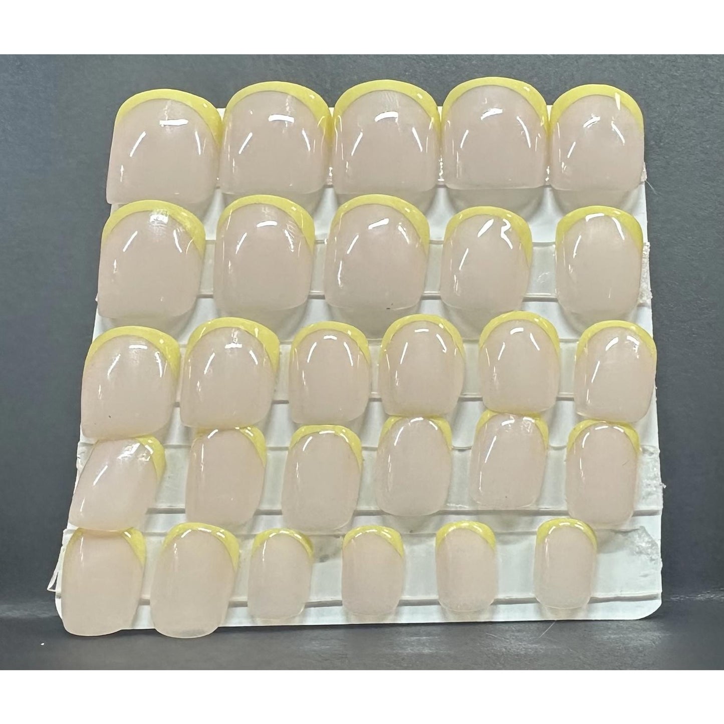 Hand Crafted Yellow FRENCH Tip Press Glue On Nails Set of 24!