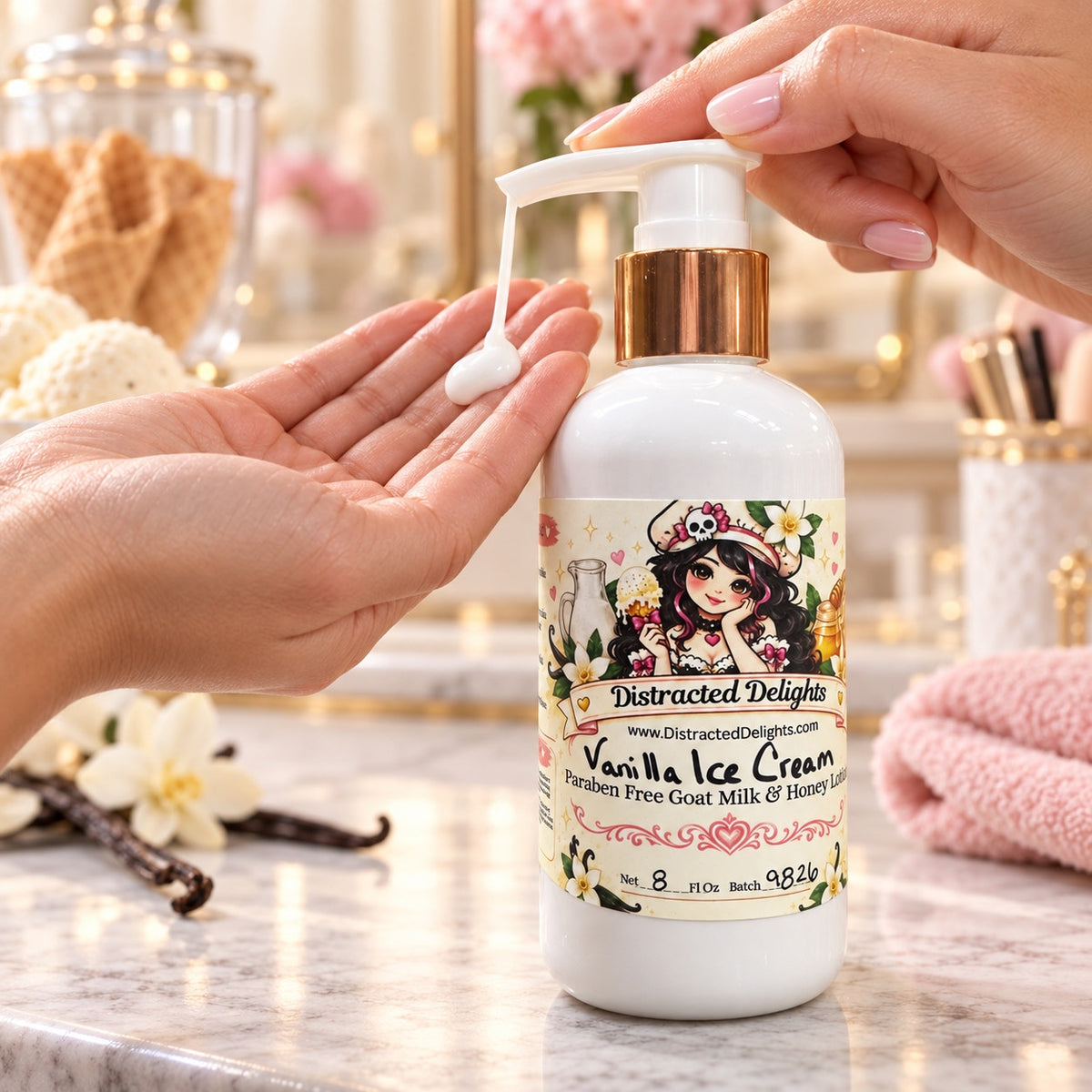 Gourmand Vanilla Ice Cream Paraben Free Goat Milk & Honey Lotion