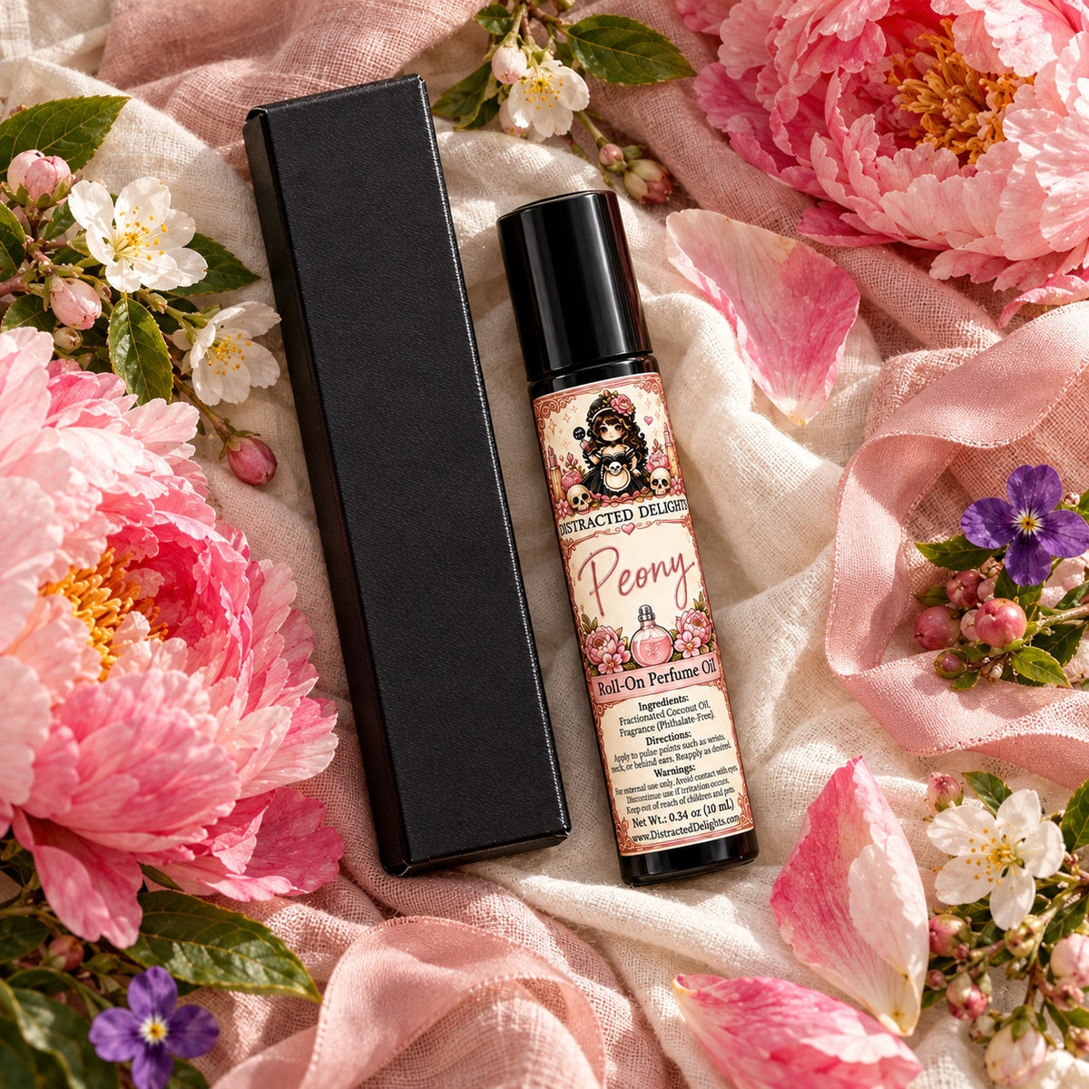 Peony Perfume Oil Roll On Floral Handmade Fragrance Gift 10ml