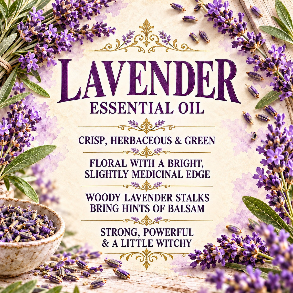 Lavender Essential Oil Roll On Perfume, Herbal Witchy Fragrance, 0.34 oz