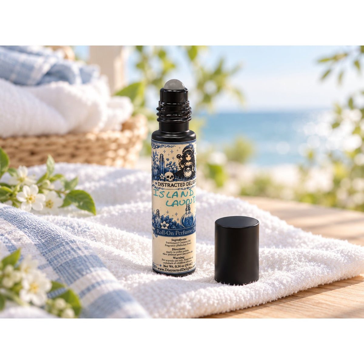 Island Laundry Roll On Perfume Oil, Fresh Clean Linen Scent, Handmade