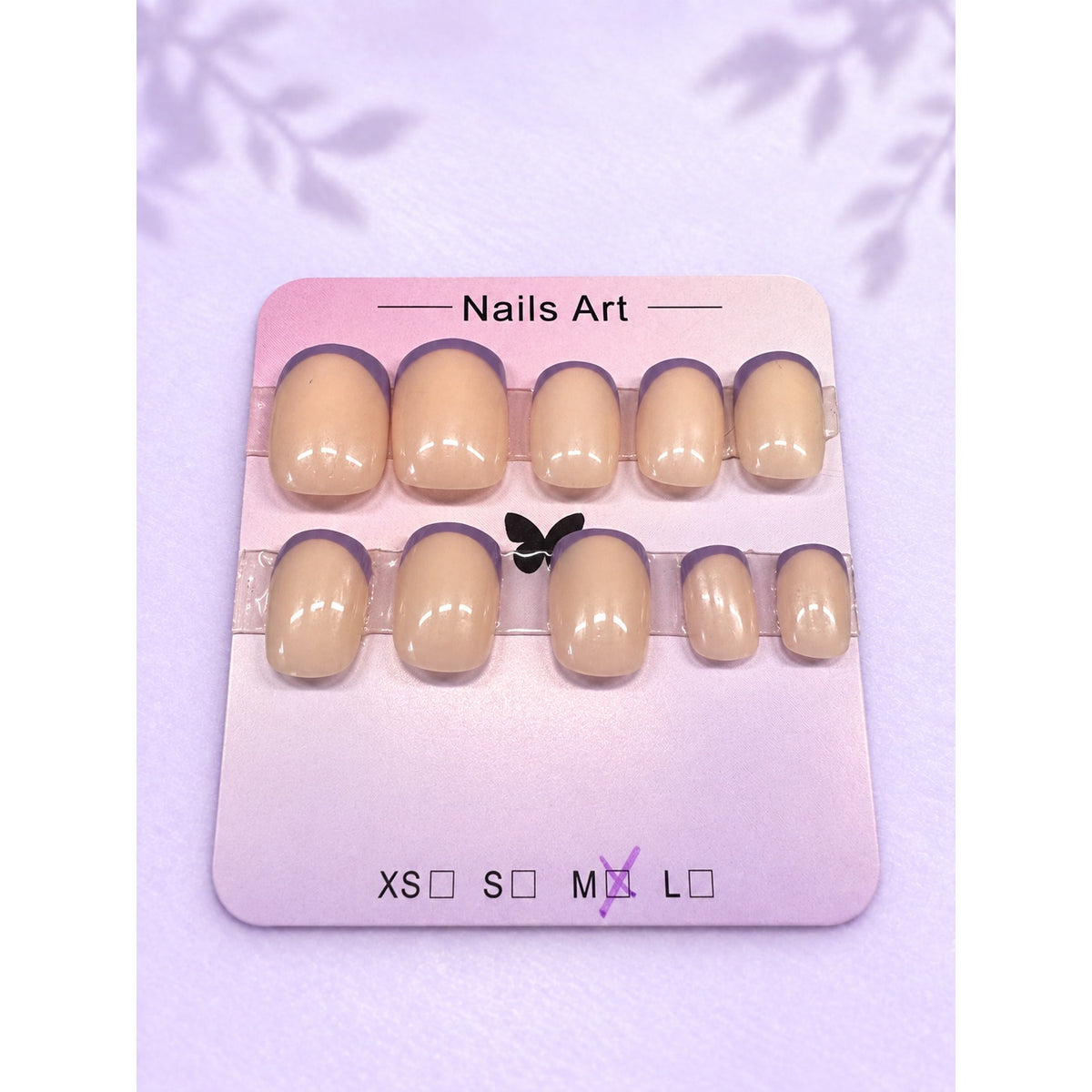 Purple French Manicure Sport Length Squoval Nail Set-Medium