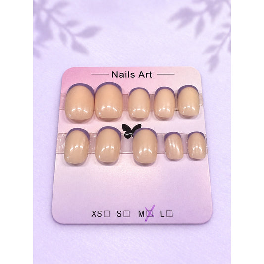 Purple French Manicure Sport Length Squoval Nail Set-Medium