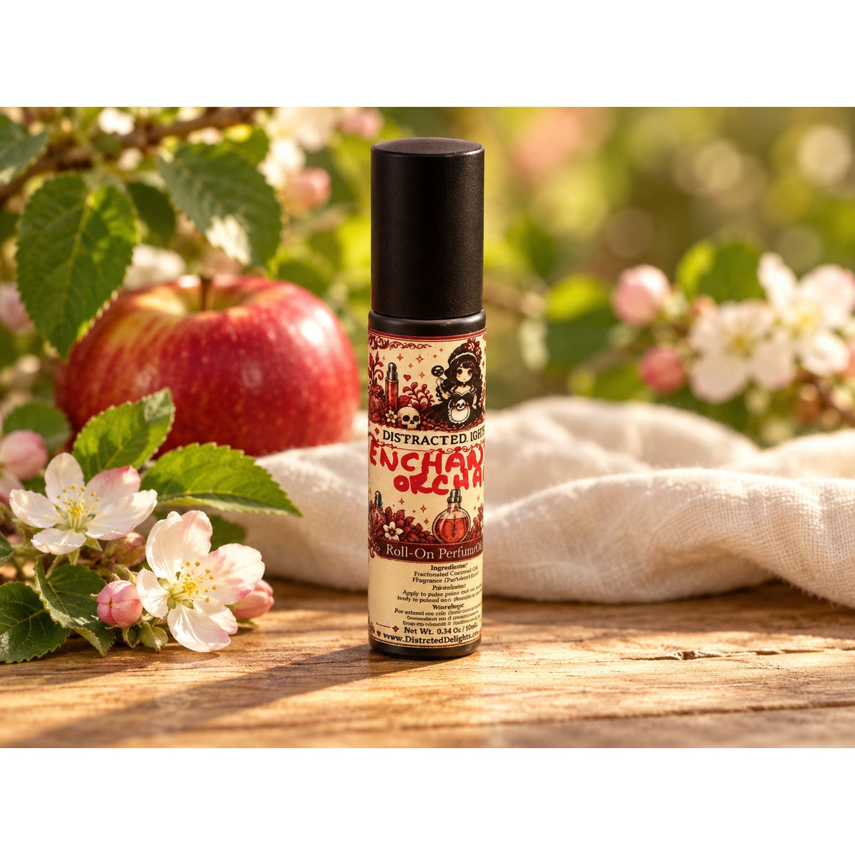 Enchanted Orchard Roll On Perfume Oil, Apple Floral Vanilla Scent, Handmade, 10 mL