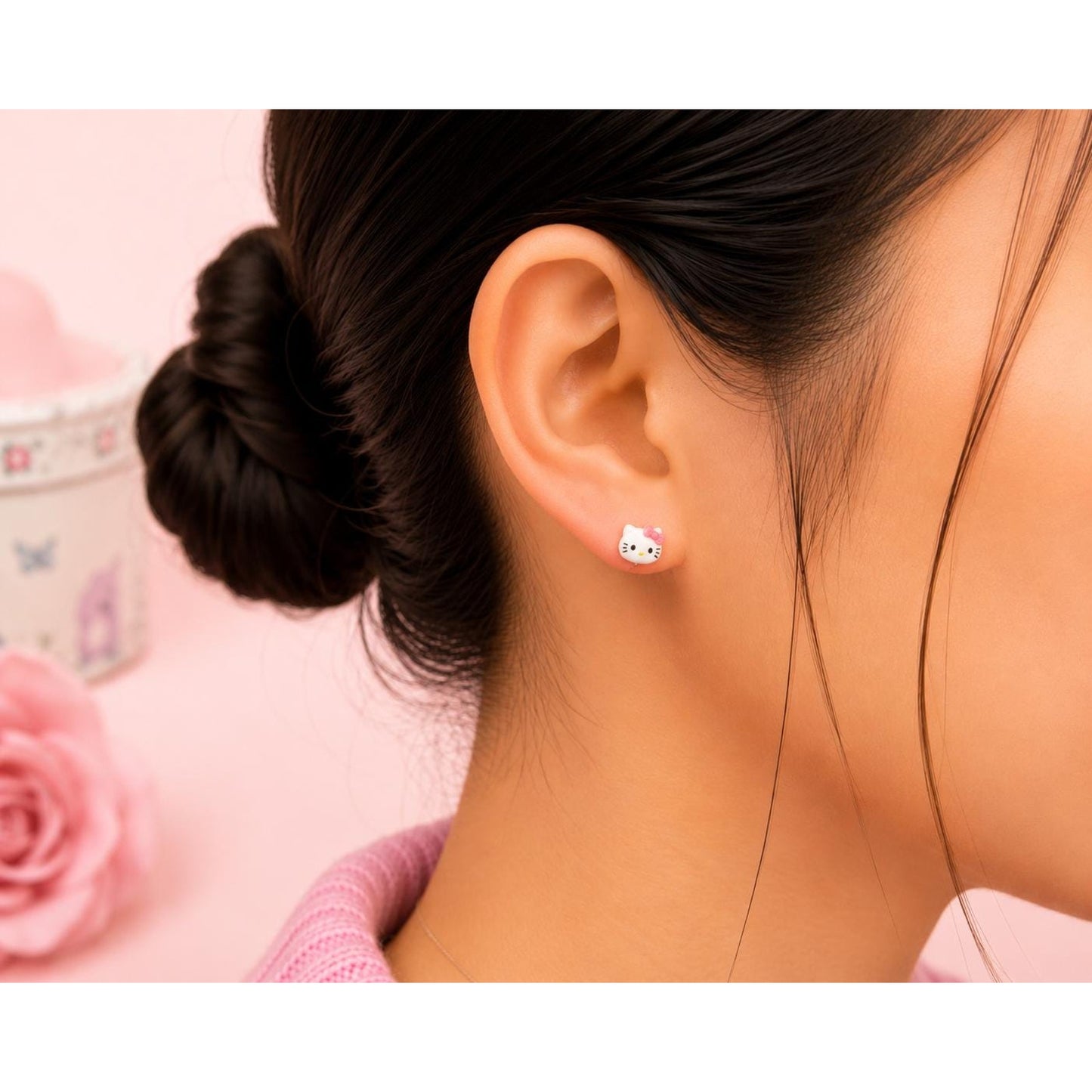 Hello Kitty Summer Stud Earrings Set | Hello Kitty Face & Life Preserver Stud Earrings | Cute Kawaii Earrings 2 Pair Set