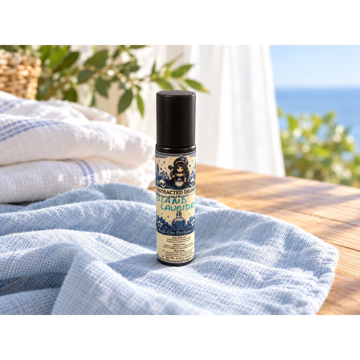 Island Laundry Roll On Perfume Oil, Fresh Clean Linen Scent, Handmade