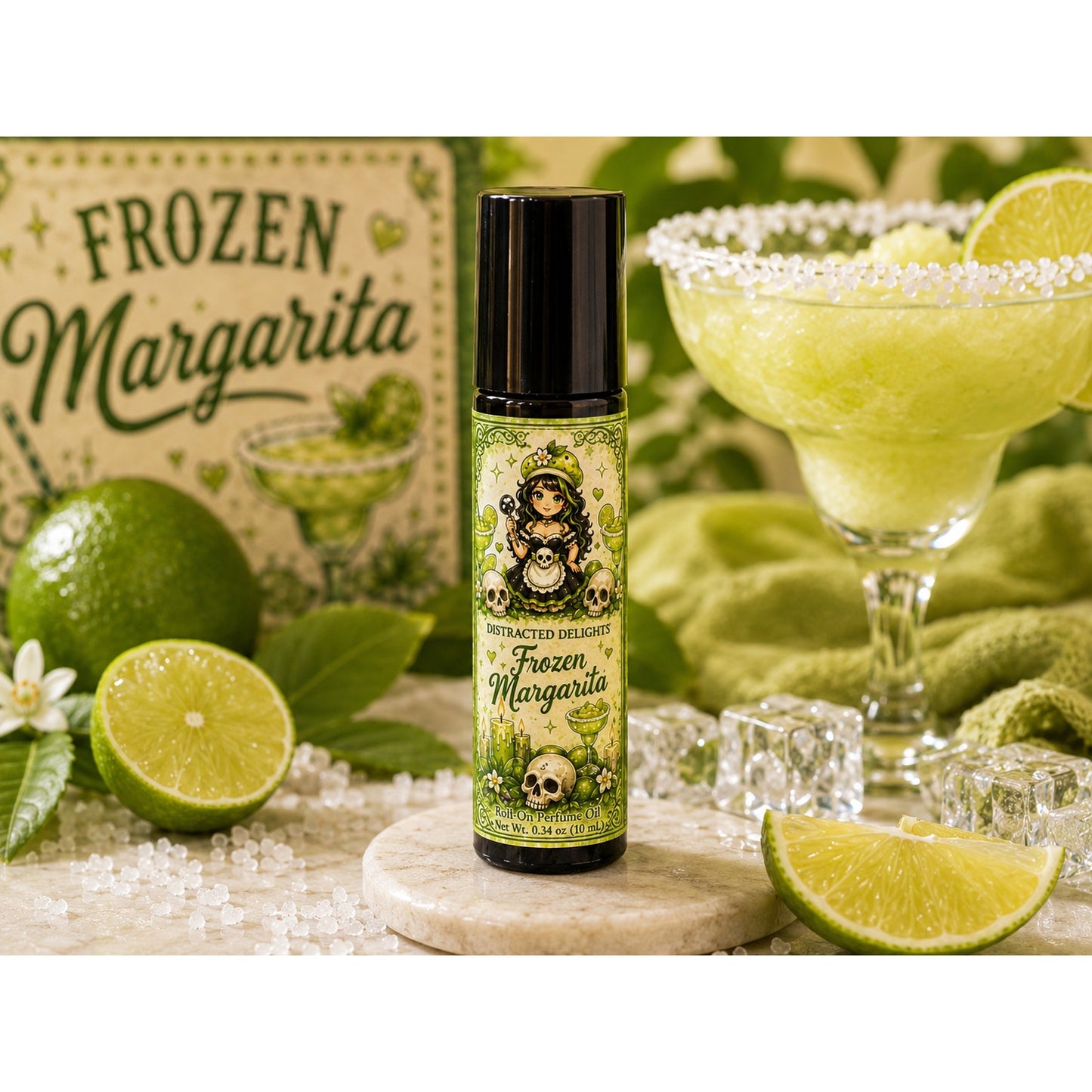 Handmade Frozen Margarita Roll-On Perfume Oil, Lime Citrus Tropical Scent, 10 mL