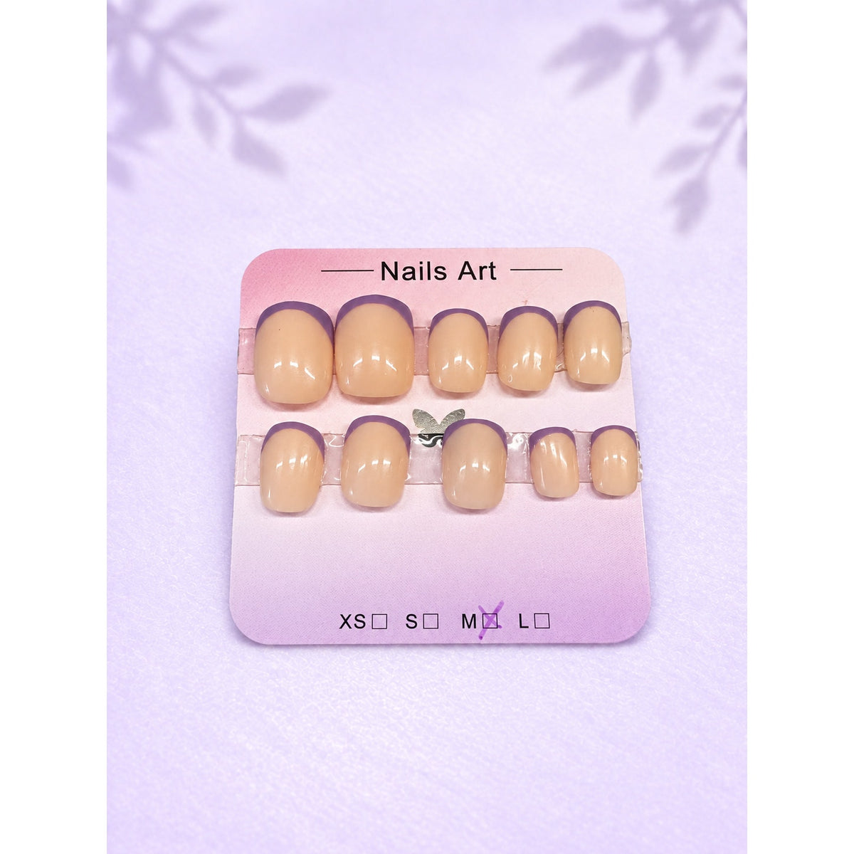 Purple French Manicure Sport Length Squoval Nail Set-Medium