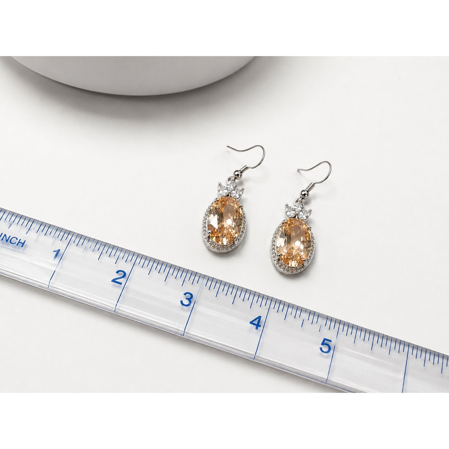 Bomb Party Lab Created Morganite & White Topaz Oval Dangle Earrings