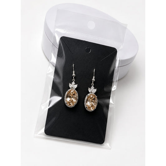 Bomb Party Lab Created Morganite & White Topaz Oval Dangle Earrings