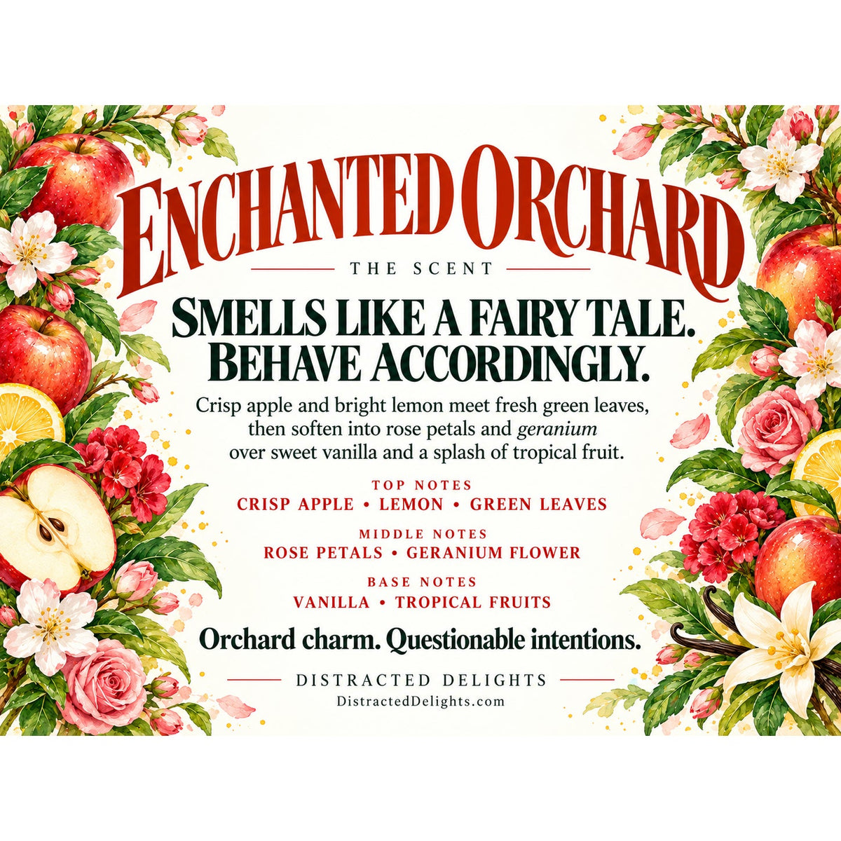 Enchanted Orchard Parfum Spray, Handmade Apple Floral Perfume, .51 oz