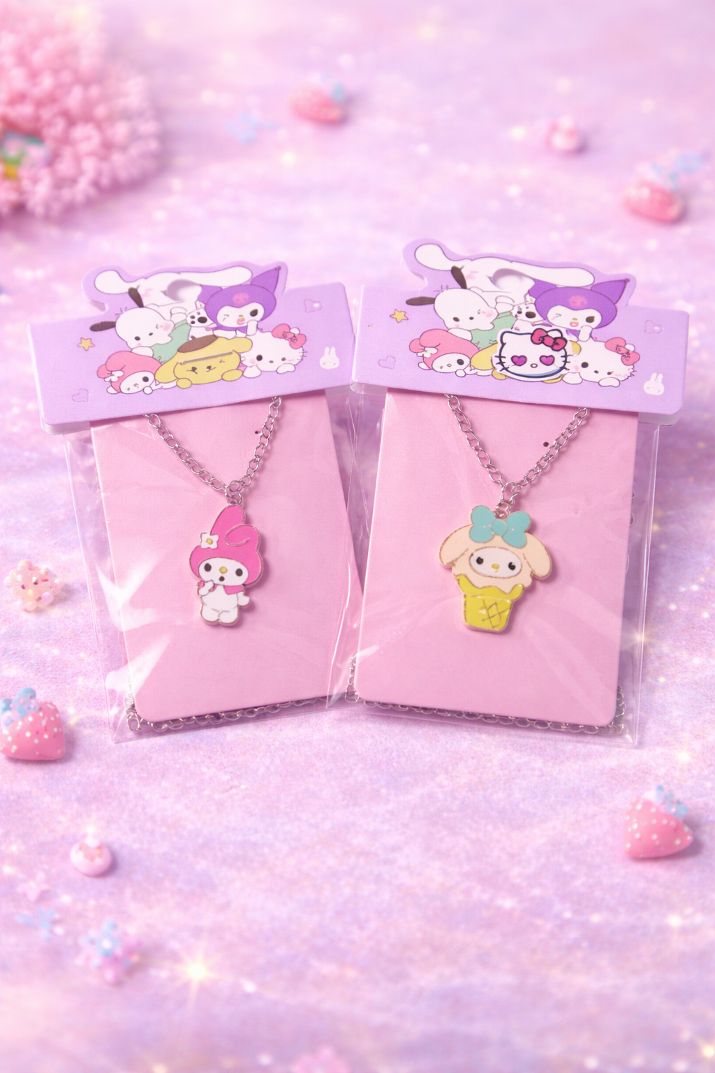 My Melody Necklace Set of 2, Kawaii Sanrio Inspired Jewelry