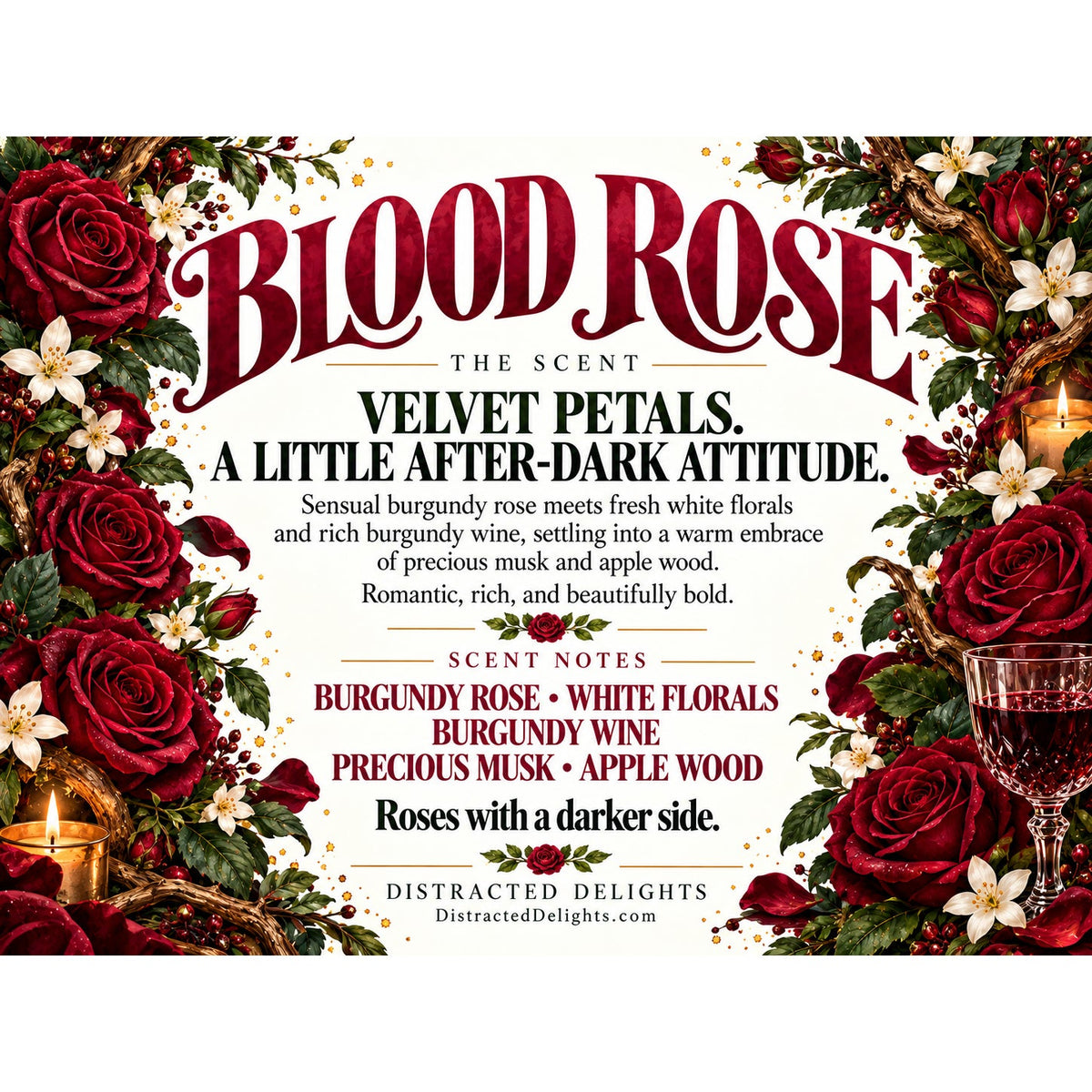 Blood Rose Solid Perfume, Burgundy Rose & Wine Fragrance with Musk and Apple Wood, .5 oz Travel Tin, Handmade Perfume Gift