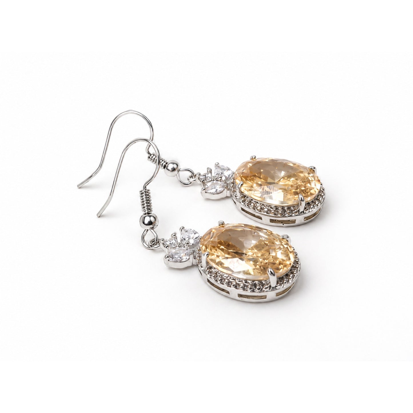 Bomb Party Lab Created Morganite & White Topaz Oval Dangle Earrings