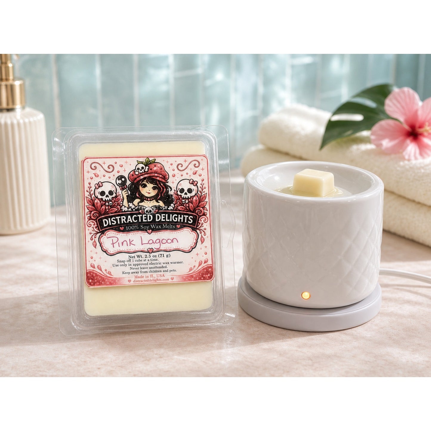 Pink Lagoon Soy Wax Melts | Dragonfruit Pear Scent | Handmade Tropical Wax Melt