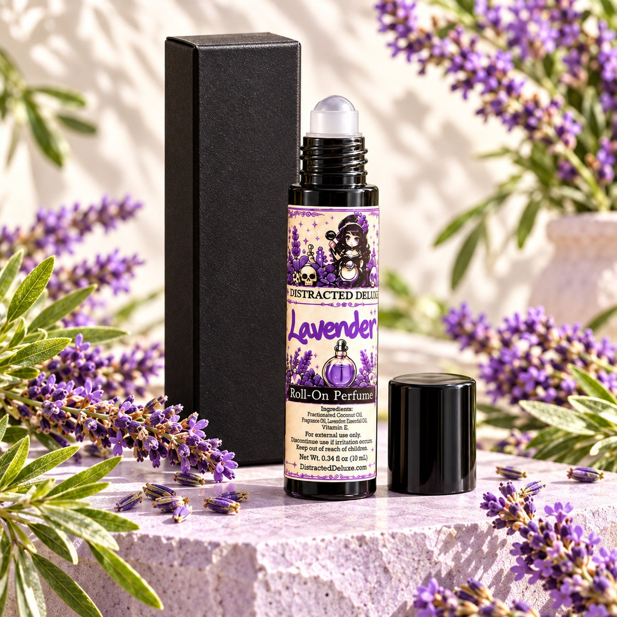 Lavender Essential Oil Roll On Perfume, Herbal Witchy Fragrance, 0.34 oz