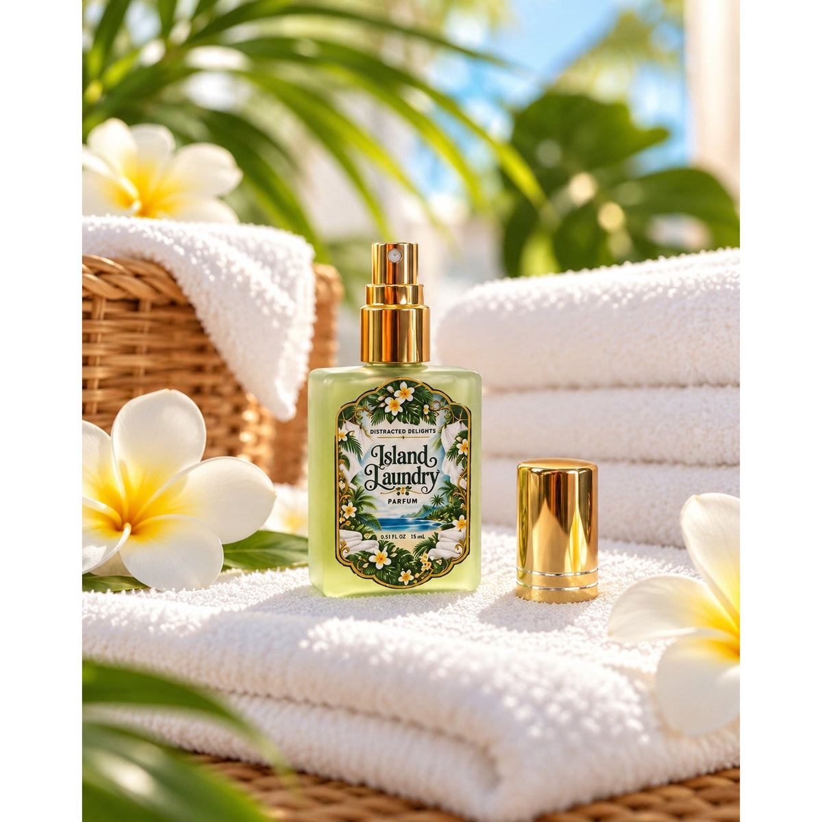 Island Laundry Parfum | Tropical Clean Laundry Perfume | Fresh Floral Fragrance | Handmade Small Batch Perfume | 15ml
