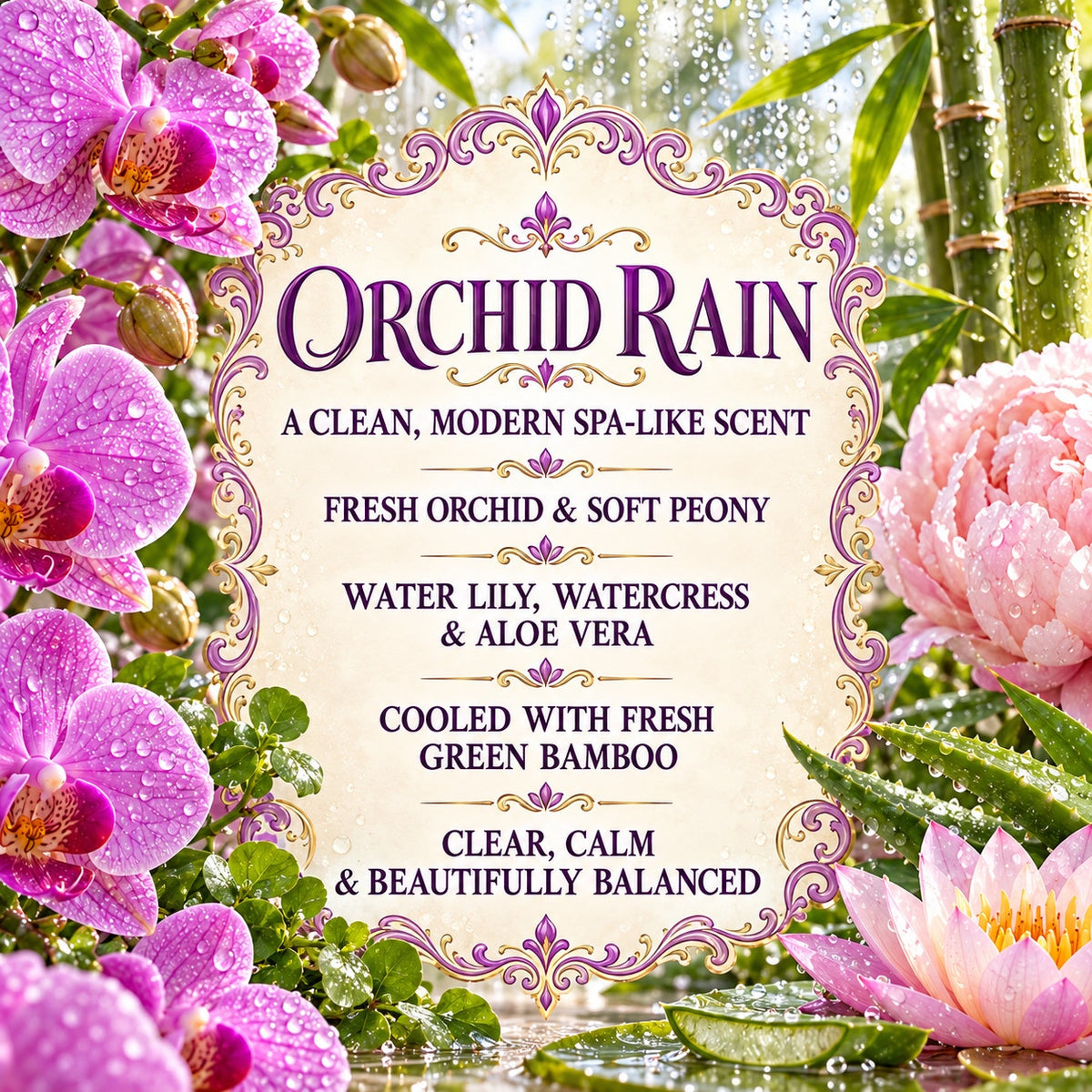 Orchid Rain Perfume Oil Roll On Clean Spa Floral Handmade Fragrance