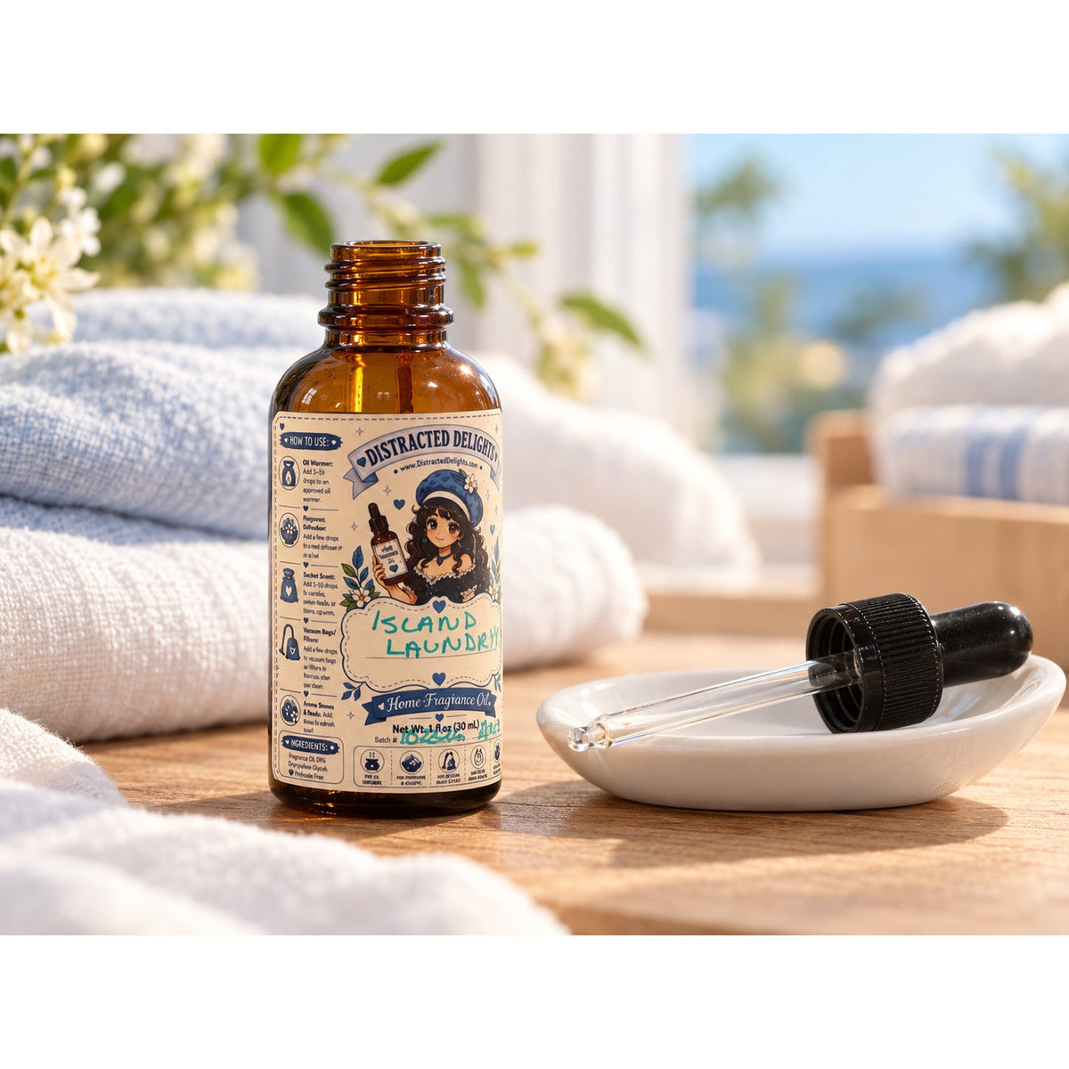 Island Laundry Home Fragrance Oil, Fresh Clean Linen Scent, 1 oz Dropper