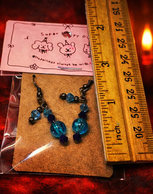 Handmade Beaded Earrings – Red, Seafoam & Blue 3-Pair Set