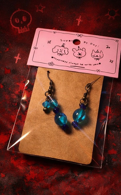 Handmade Beaded Earrings – Red, Seafoam & Blue 3-Pair Set