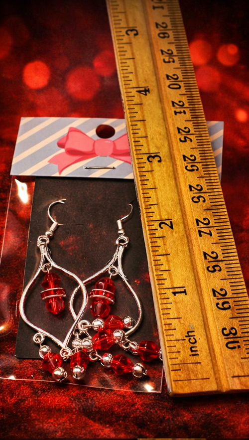 Handmade Beaded Earrings – Red, Seafoam & Blue 3-Pair Set
