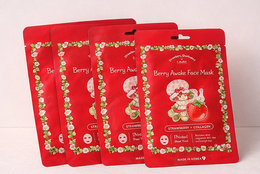 Celavi Strawberry Shortcake Berry Awake Face Mask – Strawberry + Collagen K-Beauty Sheet Mask