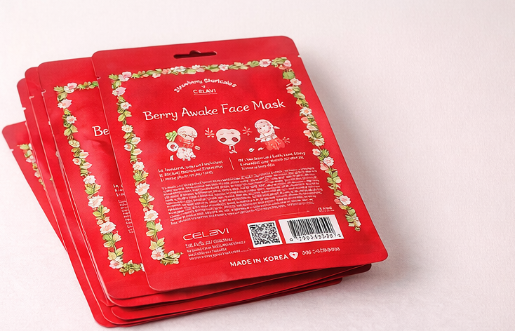 Celavi Strawberry Shortcake Berry Awake Face Mask – Strawberry + Collagen K-Beauty Sheet Mask