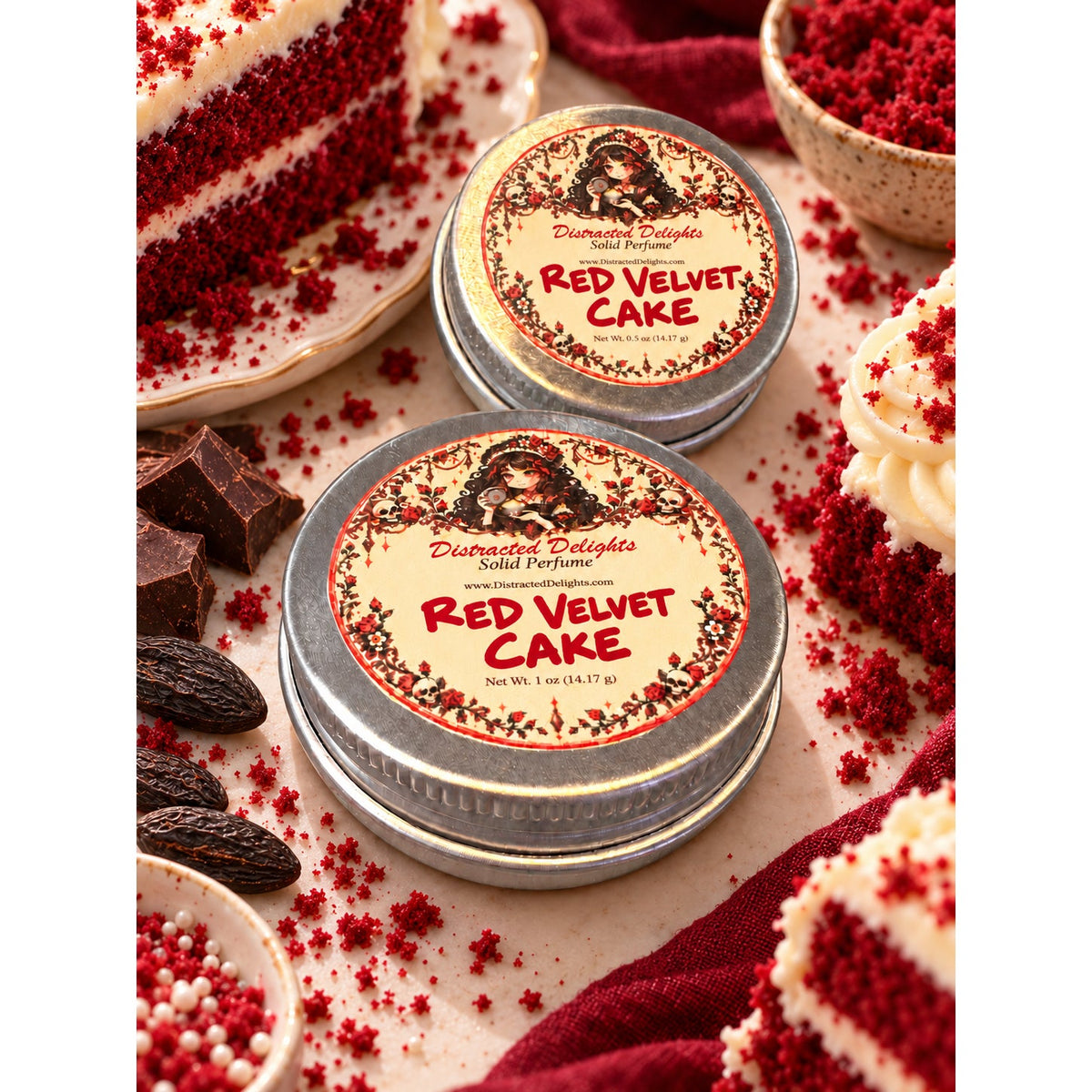 Red Velvet Cake Solid Perfume | Cream Cheese Icing, Chocolate & Tonka Bean | Gourmand Fragrance