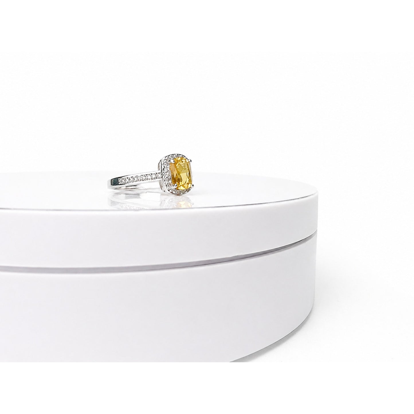 Vintage Style Citrine Ring Size 10 Sterling Silver 925 Cushion Cut