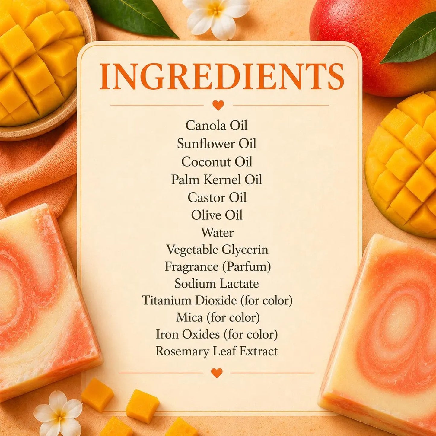 Mango Sorbet Handmade Soap | Cold Process Artisan Soap | Fruity Citrus Soap