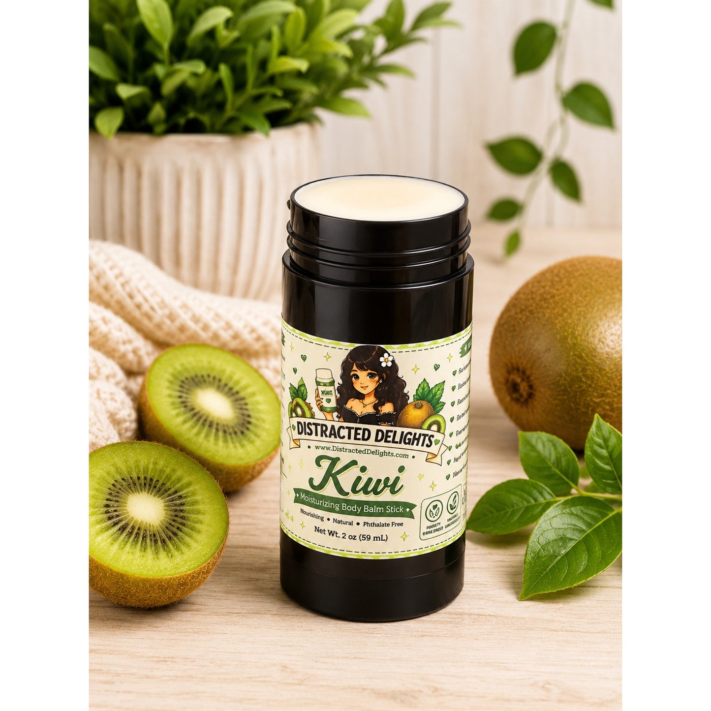 Kiwi Moisturizing Body Balm Stick 2 oz Natural Lotion Bar Dry Skin Phthalate Fre