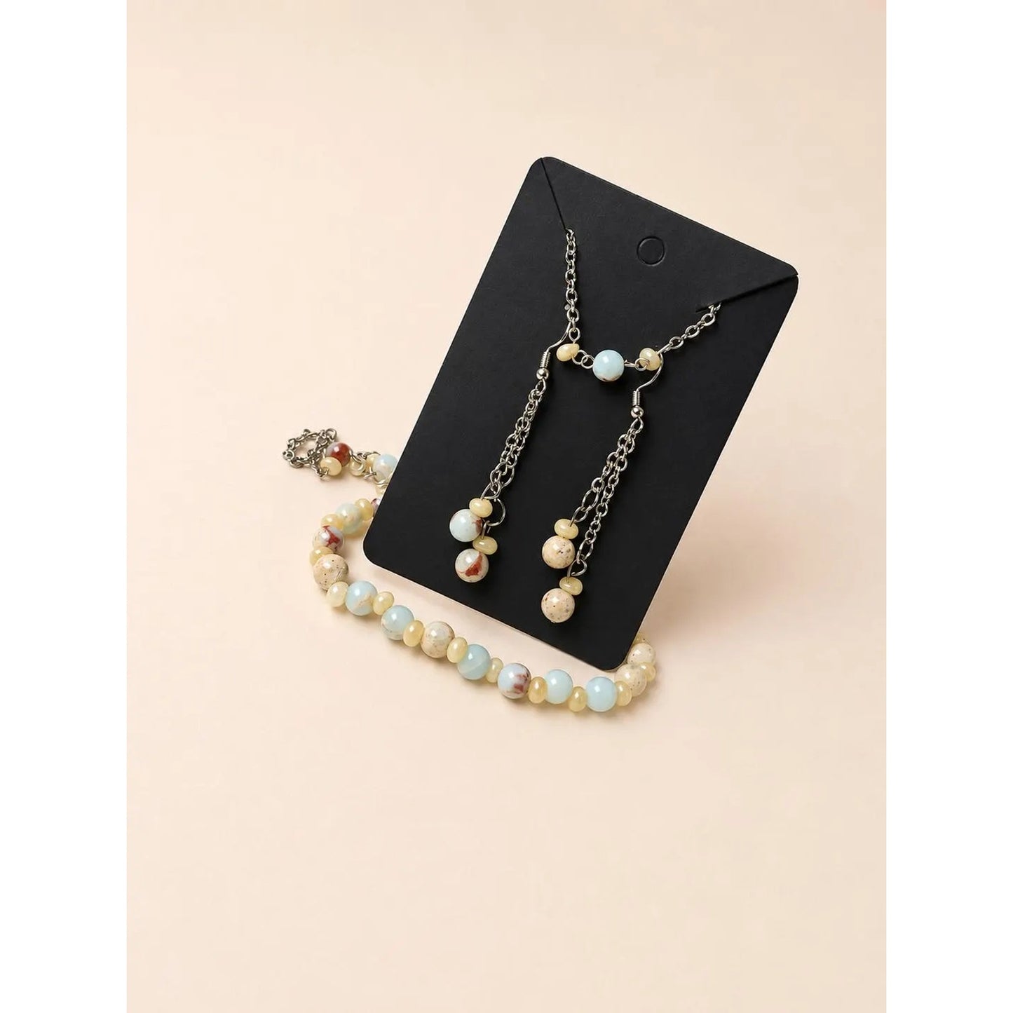 Impression Jasper Jewelry Set | Sea Sediment Style Necklace, Bracelet & Earrings