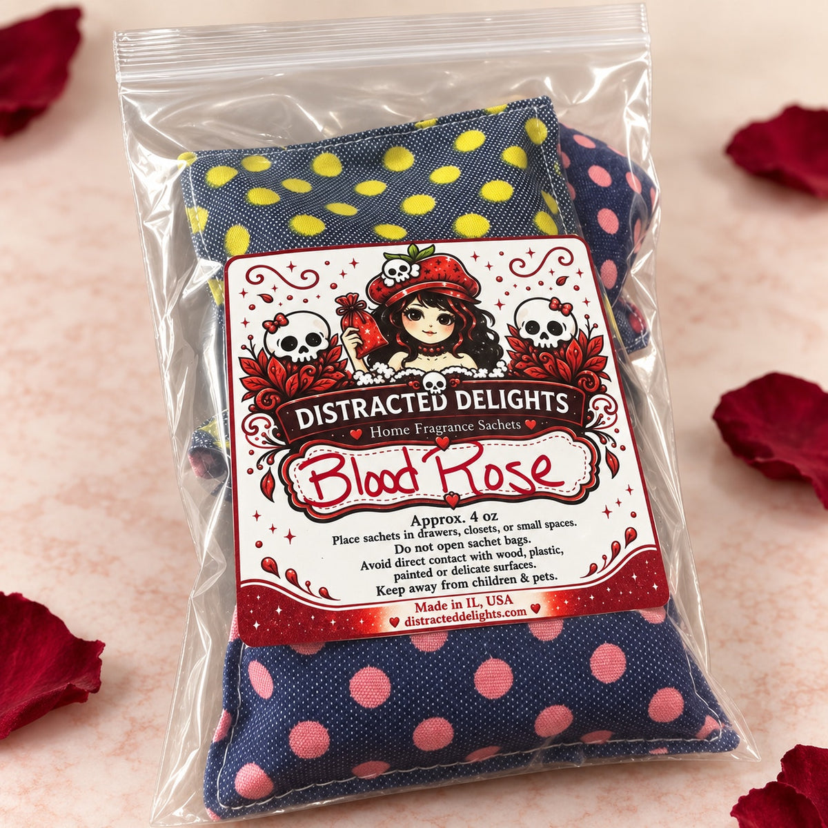 Blood Rose Scent Sachets Set of 4 Drawer & Closet Fresheners