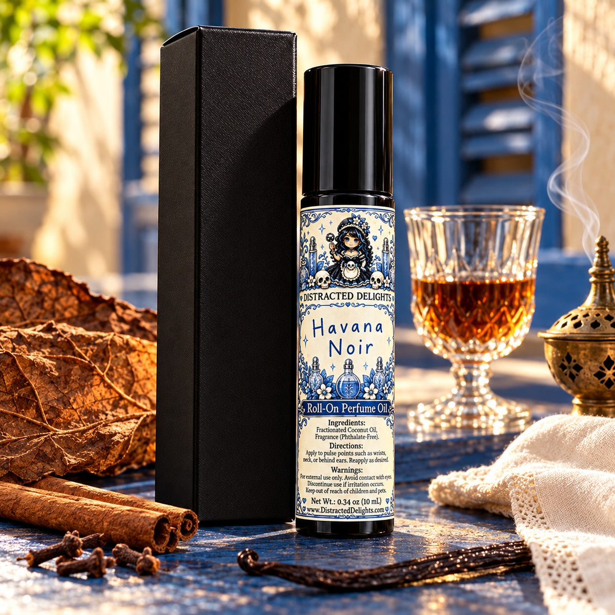 Havana Noir-Handmade Roll On Perfume Oil-Unisex Spicy Sexy Tobacco Sherry Scent