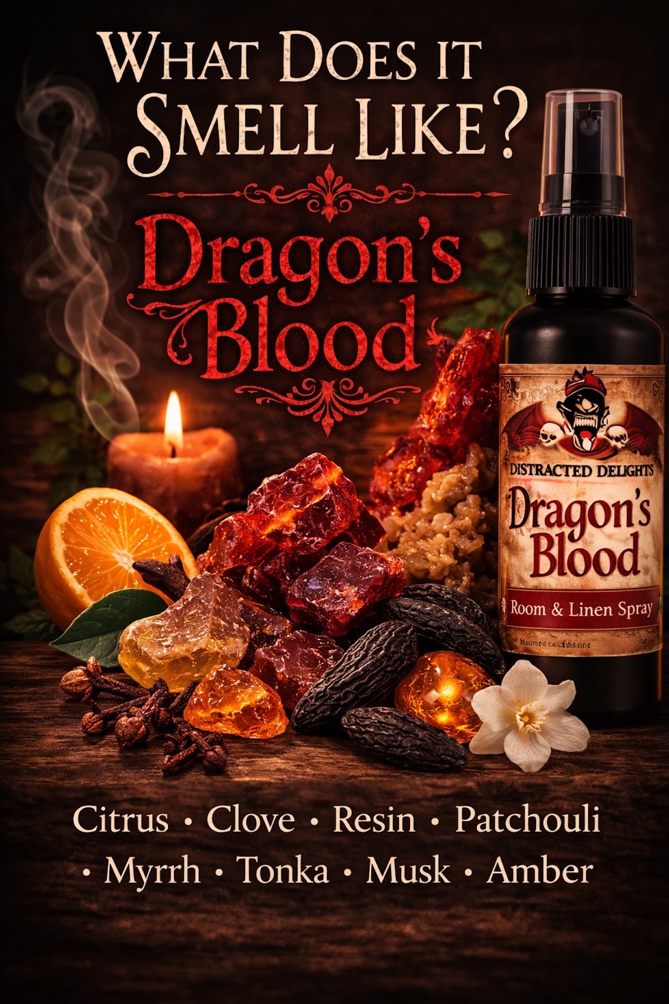 Dragon’s Blood Room & Linen Spray – Warm Resinous Gothic Home Fragrance | 3.4 oz