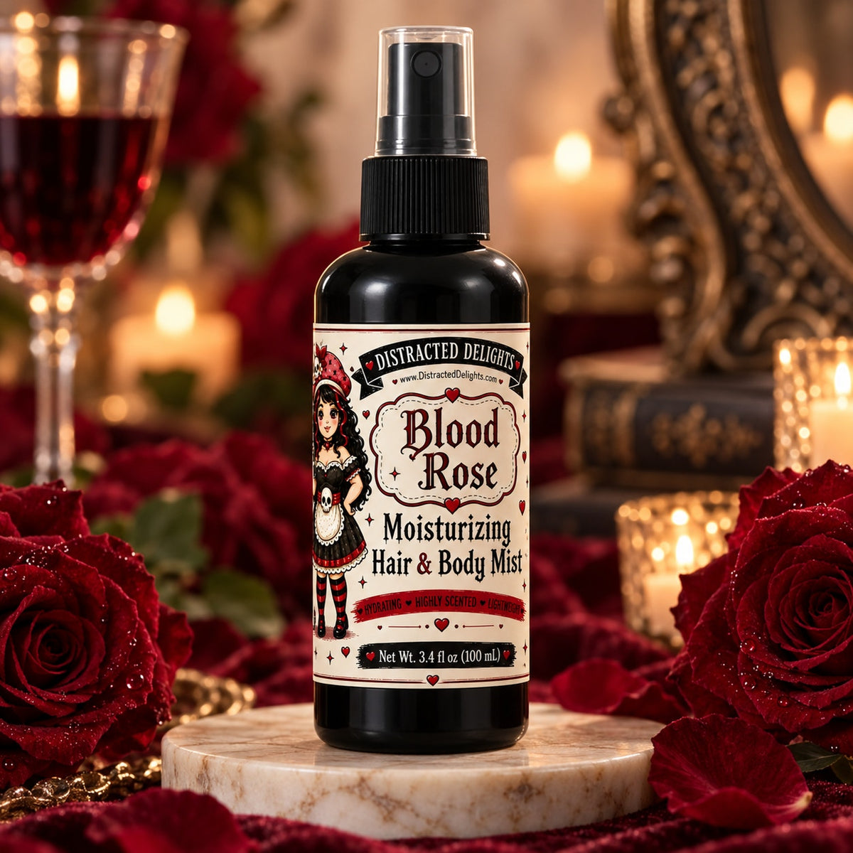 Blood Rose Moisturizing Hair & Body Mist Spray 3.4 oz Handmade