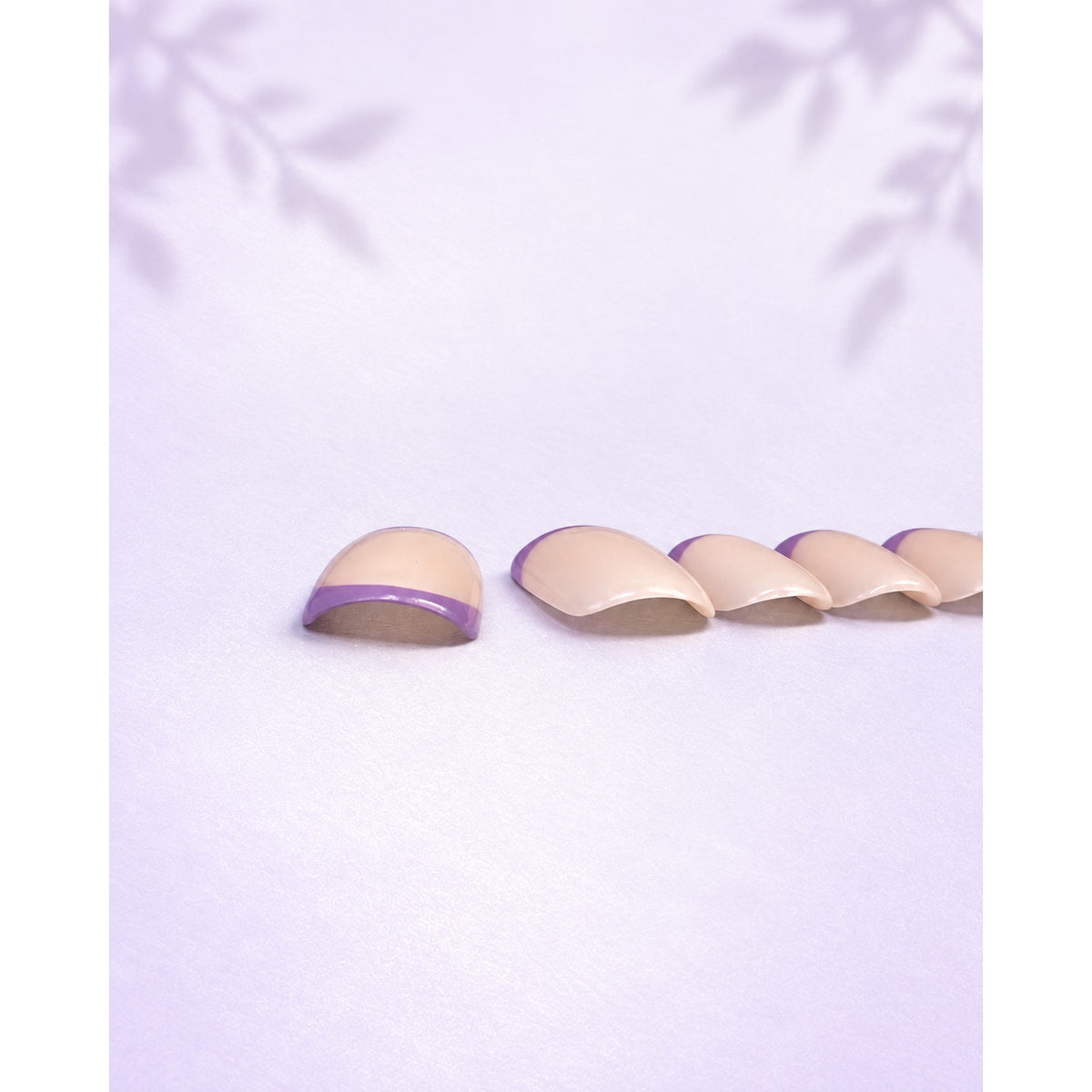 Purple French Manicure Sport Length Squoval Nail Set-Medium