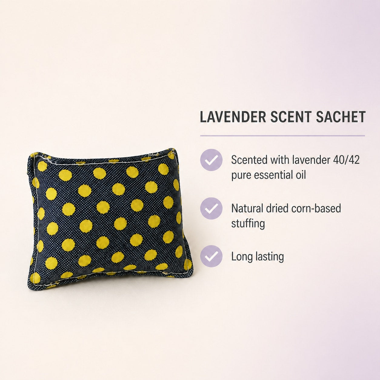 Handmade Lavender Scent Sachets Set of 4 – 3x3 Drawer & Closet Fresheners