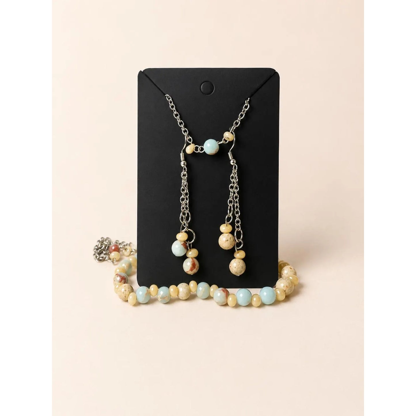 Impression Jasper Jewelry Set | Sea Sediment Style Necklace, Bracelet & Earrings