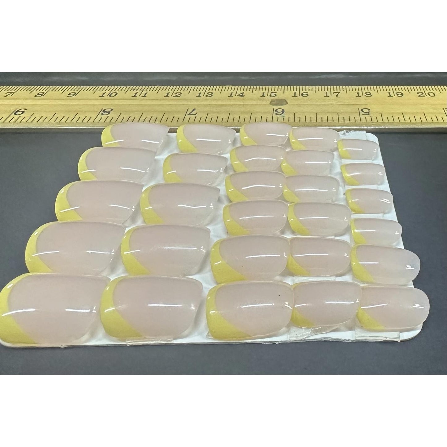 Hand Crafted Yellow FRENCH Tip Press Glue On Nails Set of 24!