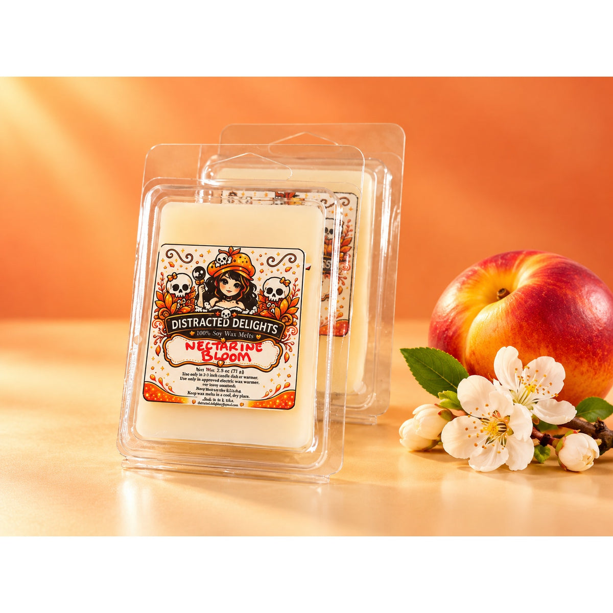 Nectarine Bloom Soy Wax Melts | Strong Citrus Floral Scent | 100% Soy Wax | 2.5 oz