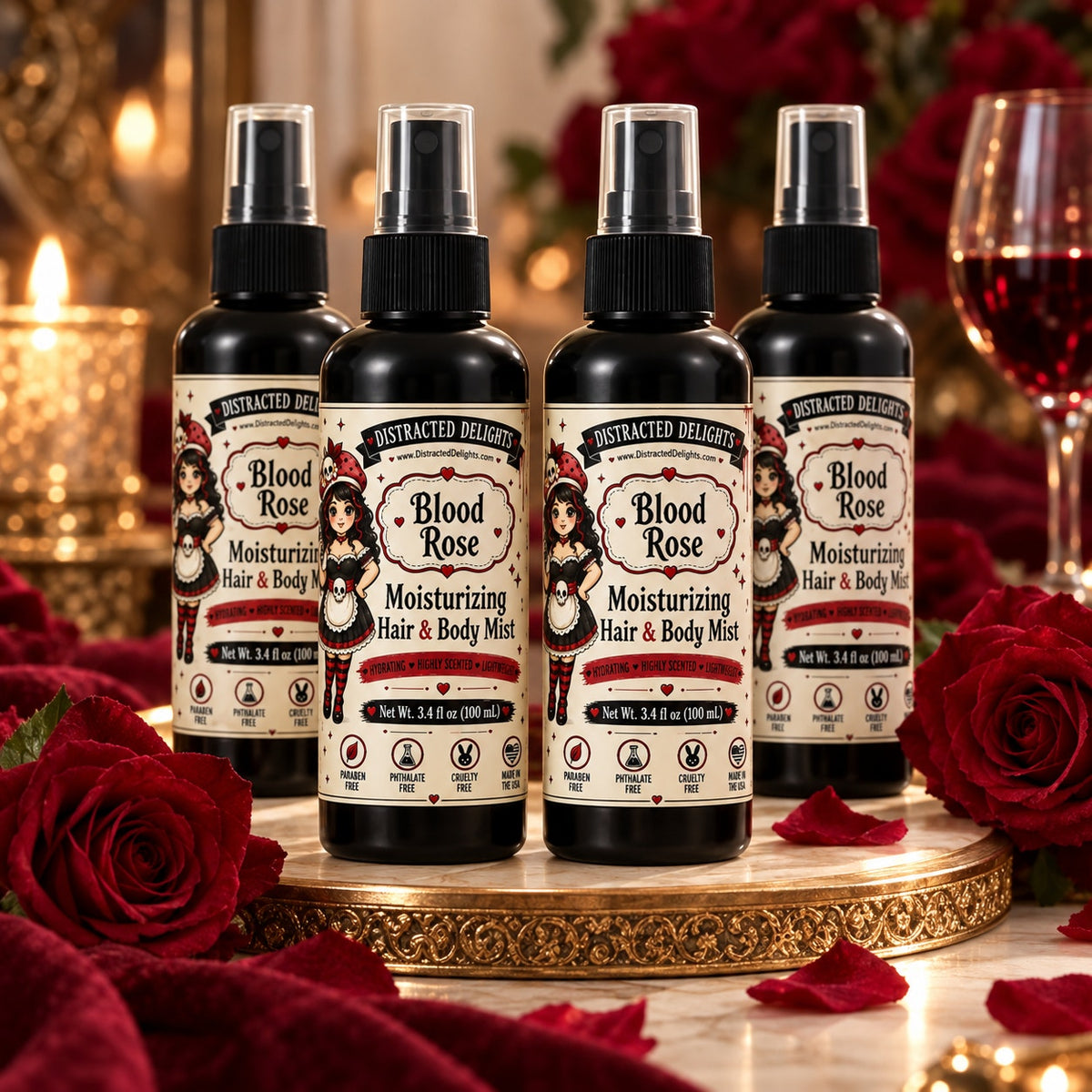 Blood Rose Moisturizing Hair & Body Mist Spray 3.4 oz Handmade