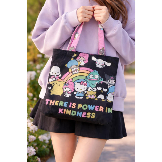 Upcycled Hello Kitty Tote Bag, Handmade Sanrio Shoulder Bag, Kawaii Reusable Tote, One of a Kind Cute Grocery Bag, Gift for Her