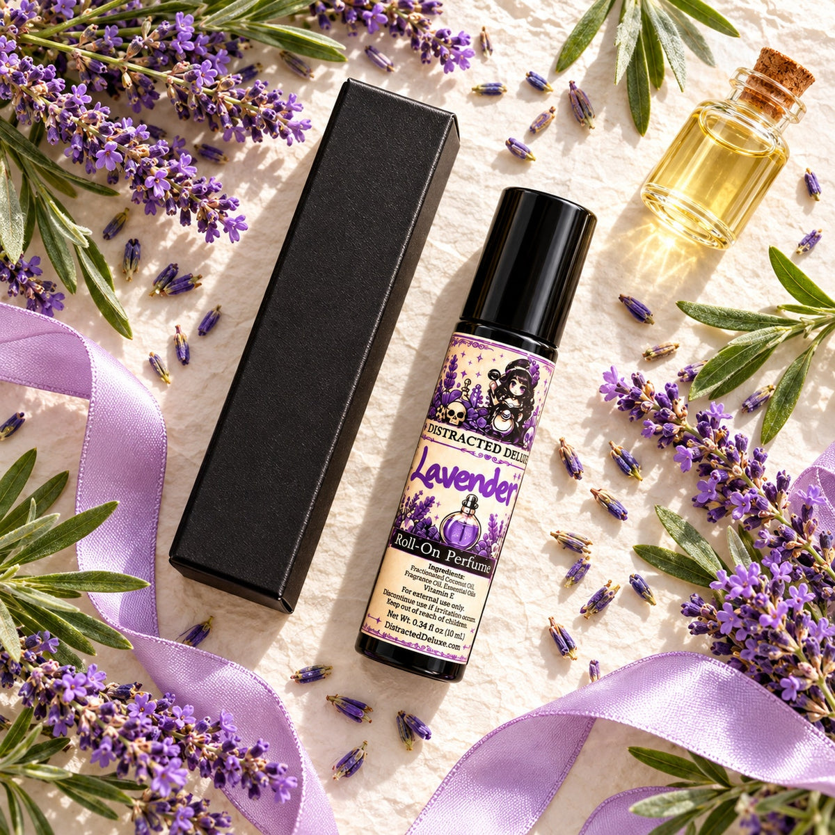 Lavender Essential Oil Roll On Perfume, Herbal Witchy Fragrance, 0.34 oz