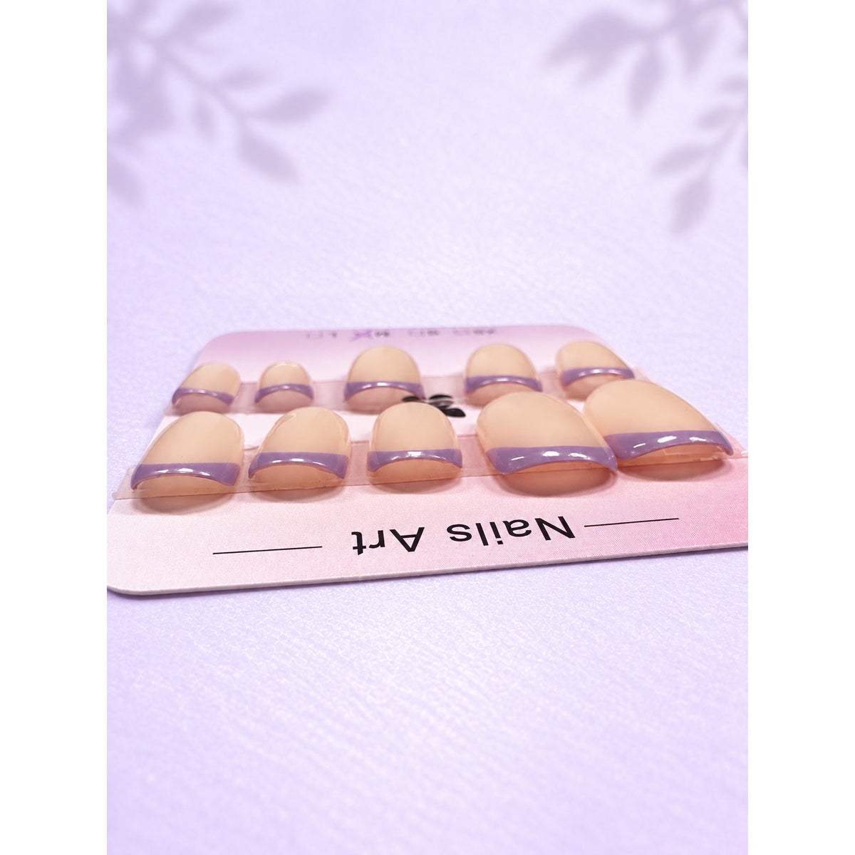 Purple French Manicure Sport Length Squoval Nail Set-Medium