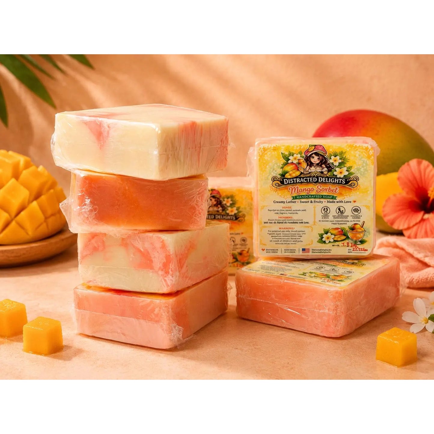 Mango Sorbet Handmade Soap | Cold Process Artisan Soap | Fruity Citrus Soap