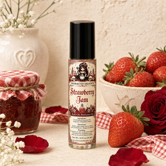 Strawberry Jam Perfume Oil Roll On, Sweet Fruity Fragrance, Gourmand Scent, 10ml