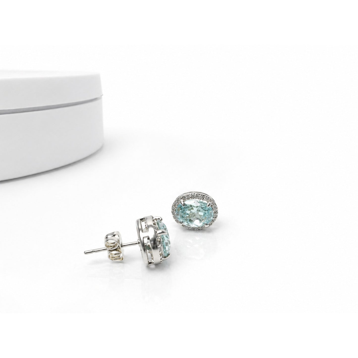 Ring Bomb Party Oval Blue Topaz Earrings Lab Created Halo